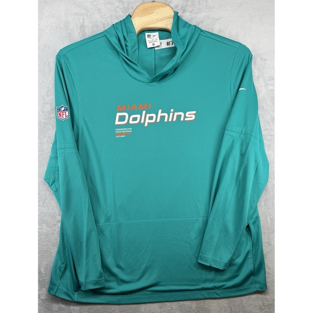 Nike NFL Miami Dolphins Player Issued Hoodie Green Team Issued Gray Men's 3XL